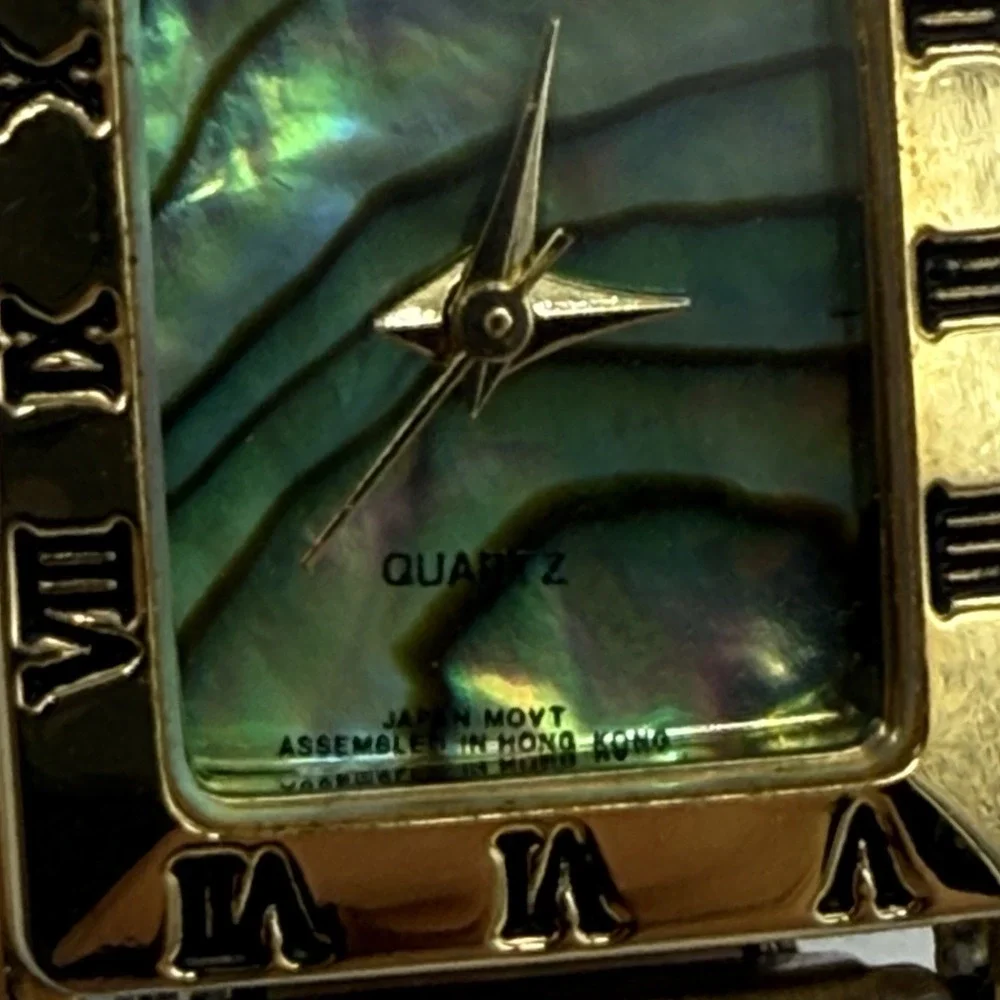 VTG Gold Abalone Shell Dial Waych Bracelet Stretch Inlay Bracelet‎ Sea Spaltec